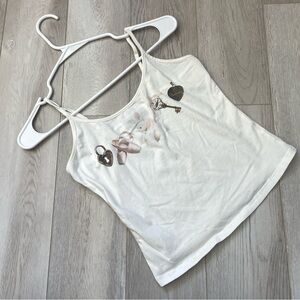 Balletcore Y2K Cami Tank Top truth or dare womens White (medium) casual summer